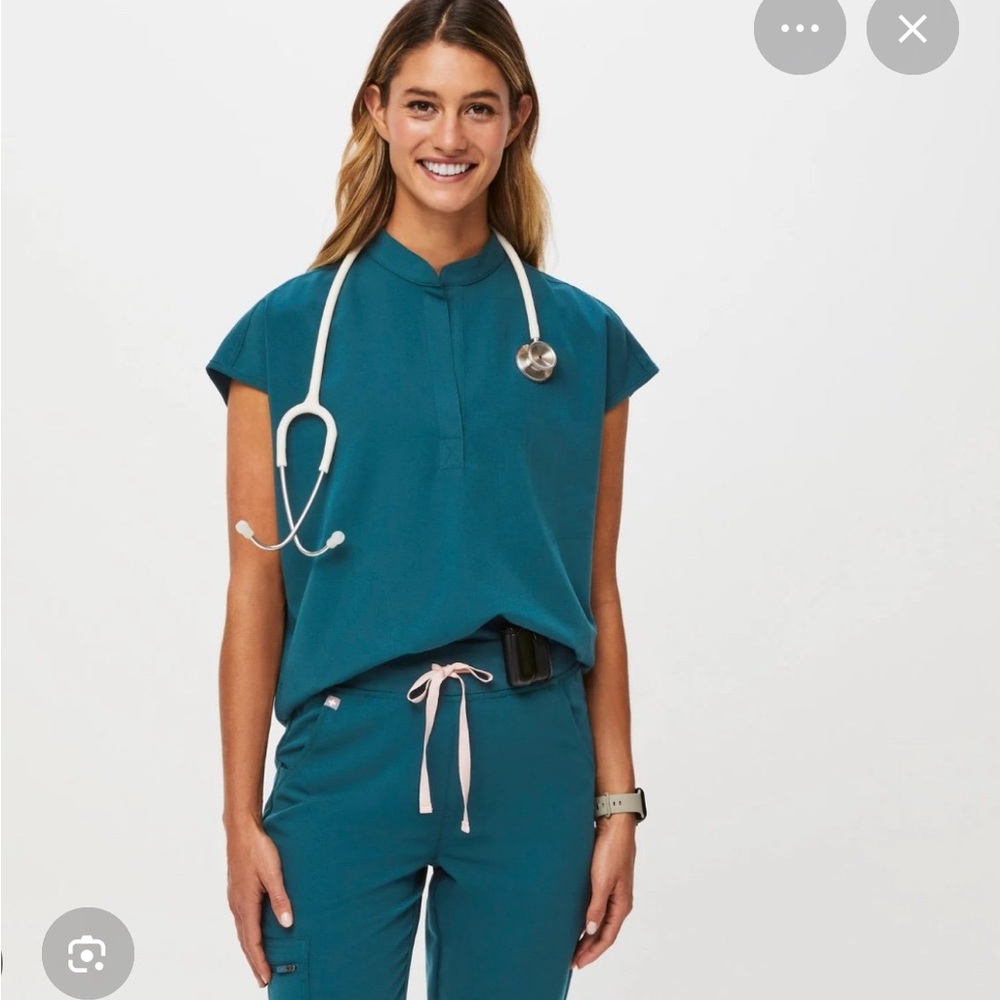 Figs Teal Mock-Neck Tunic Top